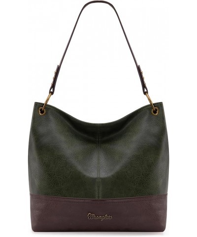 Wrangler Hobo Bags for Women Vegan Leather Top Handle Shoulder Purses and Handbags Two Tone Dark Green $12.74 Hobo Bags