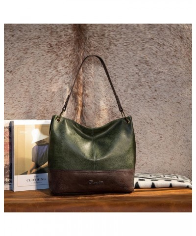 Wrangler Hobo Bags for Women Vegan Leather Top Handle Shoulder Purses and Handbags Two Tone Dark Green $12.74 Hobo Bags