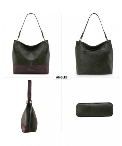 Wrangler Hobo Bags for Women Vegan Leather Top Handle Shoulder Purses and Handbags Two Tone Dark Green $12.74 Hobo Bags