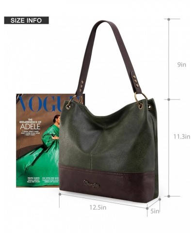 Wrangler Hobo Bags for Women Vegan Leather Top Handle Shoulder Purses and Handbags Two Tone Dark Green $12.74 Hobo Bags