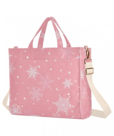 Christmas Snowflake Pink Corduroy Tote Bag for Women Hobo Crossbody Bag Purse Stylish Shoulder Handbag Messenger Bags, S $14....