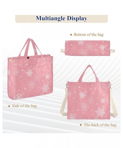 Christmas Snowflake Pink Corduroy Tote Bag for Women Hobo Crossbody Bag Purse Stylish Shoulder Handbag Messenger Bags, S $14....