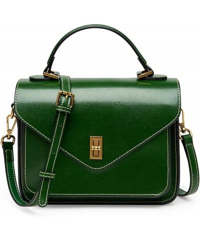 Vintage Top Handle Satchel Bags for Women Genuine Leather Flap Messenger Shoulder Bags Square Handbags and Purses Green $47.0...