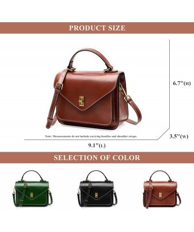 Vintage Top Handle Satchel Bags for Women Genuine Leather Flap Messenger Shoulder Bags Square Handbags and Purses Green $47.0...