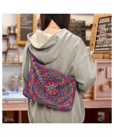 Indian Mandala Furry Tote Bag for Women Crossbody Bag Shoulder Handbag Cute Purse with Zipper for Men $12.38 Totes