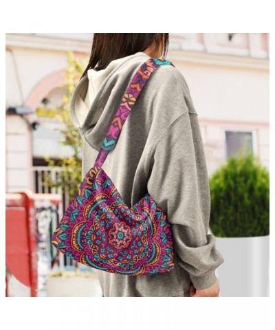 Indian Mandala Furry Tote Bag for Women Crossbody Bag Shoulder Handbag Cute Purse with Zipper for Men $12.38 Totes