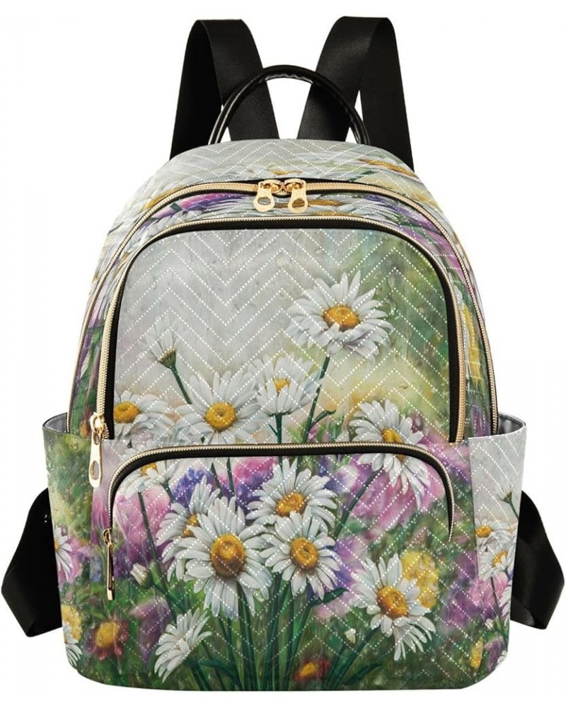 Mini Backpack for Women, Bouquet Camomilles Travel Backpack Purse for Ladies, Small Bookbag Daypack Shoulder Bag M A139 Small...