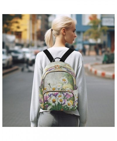 Mini Backpack for Women, Bouquet Camomilles Travel Backpack Purse for Ladies, Small Bookbag Daypack Shoulder Bag M A139 Small...