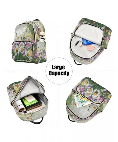 Mini Backpack for Women, Bouquet Camomilles Travel Backpack Purse for Ladies, Small Bookbag Daypack Shoulder Bag M A139 Small...