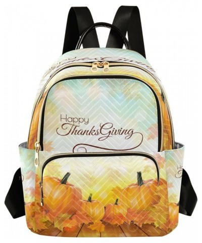 Happy Thanksgiving Maple Leaf Fall Women Backpack Purse Ladies Fashion Shoulder Bag Daypack Travel Bag 10L Medium $18.54 Back...