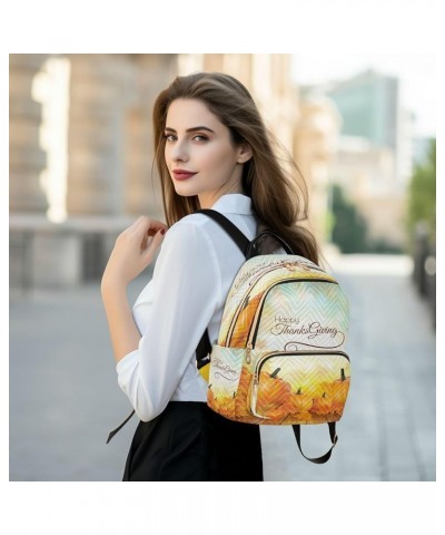 Happy Thanksgiving Maple Leaf Fall Women Backpack Purse Ladies Fashion Shoulder Bag Daypack Travel Bag 10L Medium $18.54 Back...