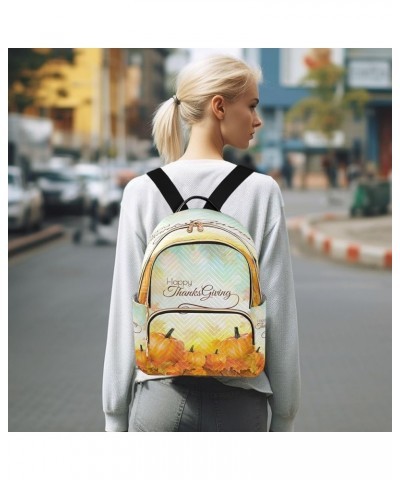 Happy Thanksgiving Maple Leaf Fall Women Backpack Purse Ladies Fashion Shoulder Bag Daypack Travel Bag 10L Medium $18.54 Back...