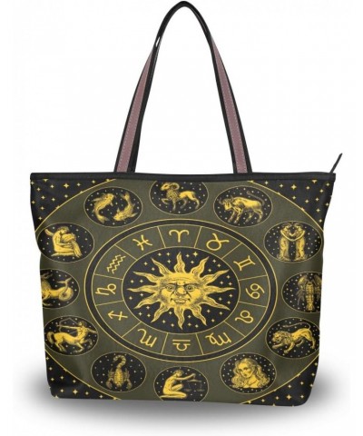 QMXO Galaxy Zodiac Wheel Handbags and Purse for Women Tote Bag Large Capacity Top Handle Shopper Shoulder Bag $11.96 Totes