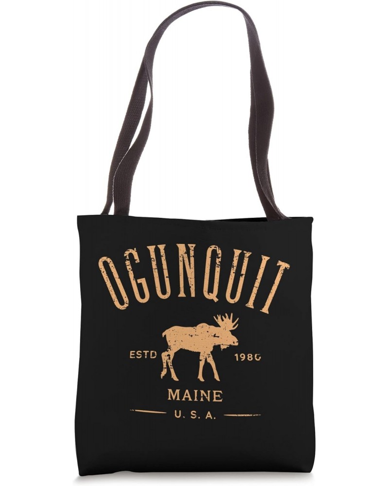 Ogunquit Maine USA with Moose Distressed Design Souvenir Tote Bag $9.24 Totes