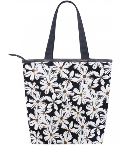 Tote Handbag for Women Tote Bag, Daisy Floral Pattern(f1) Canvas + leather Shoulder Bag, Hobo bag, Satchel Purse(8ue0d) $12.5...