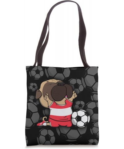 Pug Dog Austria Soccer Fans Jersey Austrian Football Lovers Tote Bag $14.18 Totes