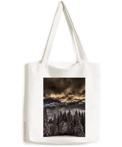 White Pine Sky Dark Sky Art Deco Gift Fashion Tote Canvas Bag Shopping Satchel Casual Handbag $15.19 Totes