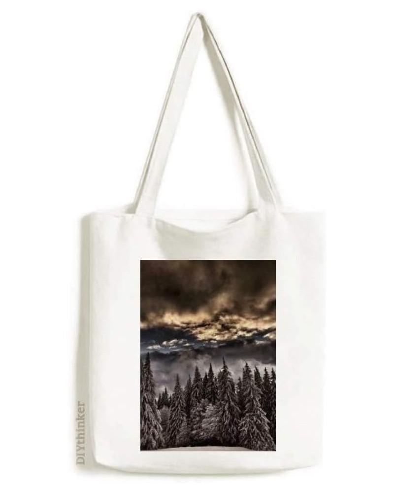 White Pine Sky Dark Sky Art Deco Gift Fashion Tote Canvas Bag Shopping Satchel Casual Handbag $15.19 Totes