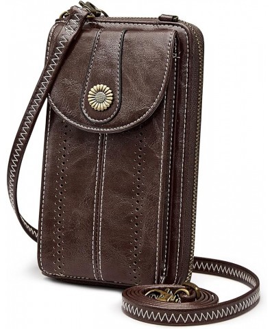 Women RFID Blocking Crossbody Cell Phone Purse Small Faux Leather Wallet Purse Coffee $24.51 Totes