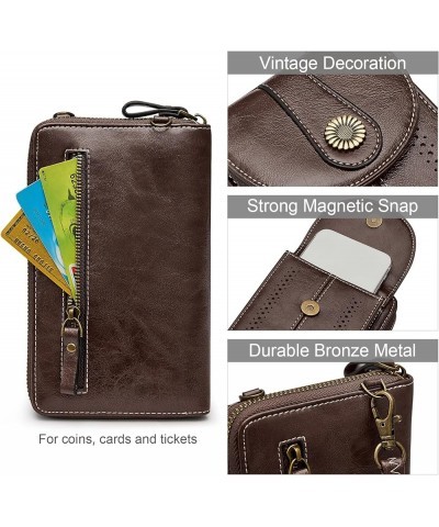 Women RFID Blocking Crossbody Cell Phone Purse Small Faux Leather Wallet Purse Coffee $24.51 Totes