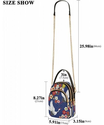 Japanese Crane Flower Retro Small Chain Crossbody Travel Bag Handbag Cell Phone Purse for Women $10.56 Crossbody Bags