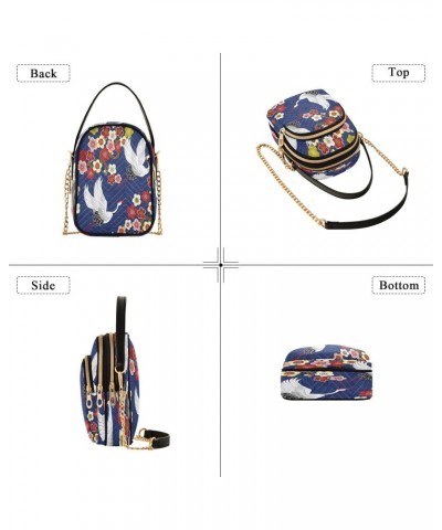 Japanese Crane Flower Retro Small Chain Crossbody Travel Bag Handbag Cell Phone Purse for Women $10.56 Crossbody Bags