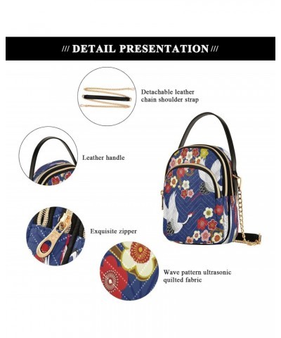 Japanese Crane Flower Retro Small Chain Crossbody Travel Bag Handbag Cell Phone Purse for Women $10.56 Crossbody Bags