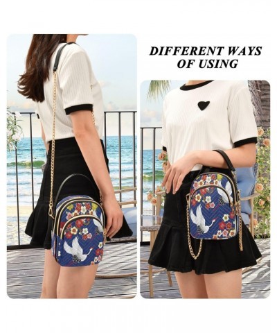 Japanese Crane Flower Retro Small Chain Crossbody Travel Bag Handbag Cell Phone Purse for Women $10.56 Crossbody Bags