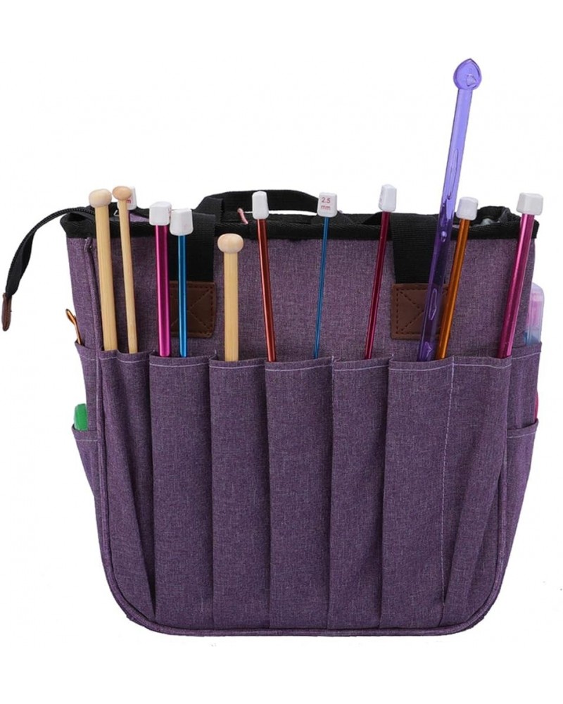 Yarn Bag with Lid Heavy Duty Spacious Lightweight Oxford Cloth Carry Bag,Purple Purple $24.84 Totes