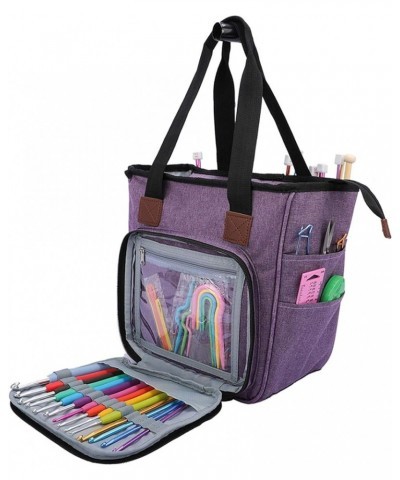 Yarn Bag with Lid Heavy Duty Spacious Lightweight Oxford Cloth Carry Bag,Purple Purple $24.84 Totes