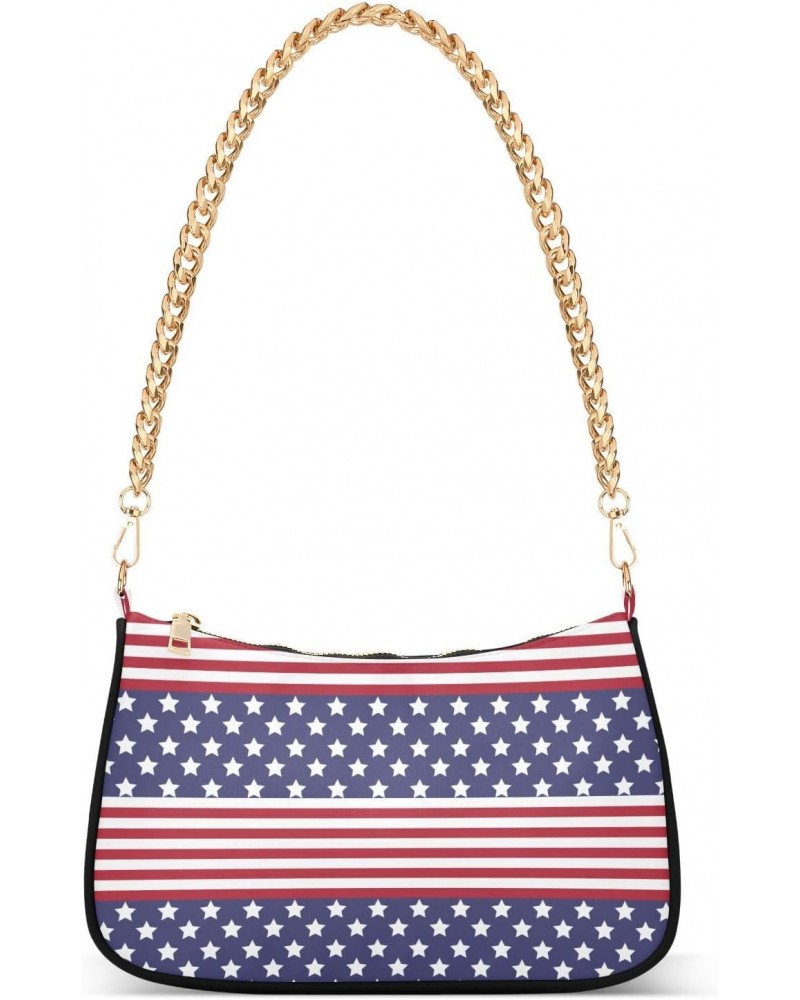 4th of July Shoulder Bag Stars Stripes Pattern Liberty Women Clutch Handbag Shoulder Purch Date Chain Bag Tote Bag Spring Hol...