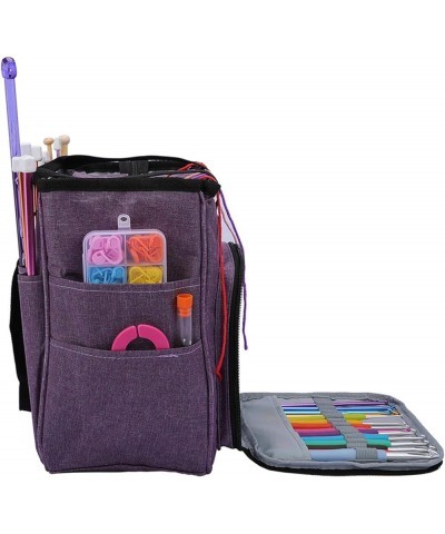 Yarn Bag with Lid Heavy Duty Spacious Lightweight Oxford Cloth Carry Bag,Purple Purple $24.84 Totes