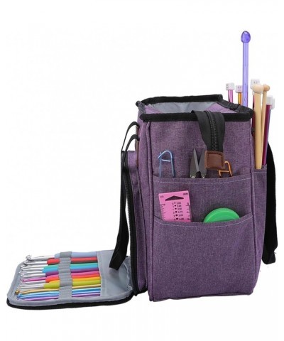 Yarn Bag with Lid Heavy Duty Spacious Lightweight Oxford Cloth Carry Bag,Purple Purple $24.84 Totes