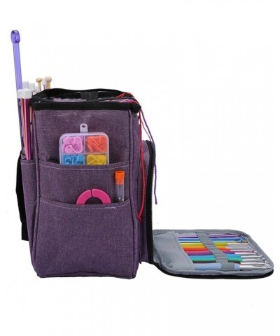 Yarn Bag with Lid Heavy Duty Spacious Lightweight Oxford Cloth Carry Bag,Purple Purple $24.84 Totes