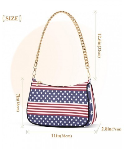 4th of July Shoulder Bag Stars Stripes Pattern Liberty Women Clutch Handbag Shoulder Purch Date Chain Bag Tote Bag Spring Hol...