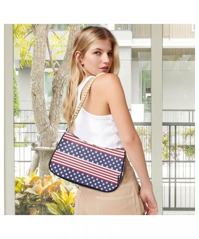 4th of July Shoulder Bag Stars Stripes Pattern Liberty Women Clutch Handbag Shoulder Purch Date Chain Bag Tote Bag Spring Hol...