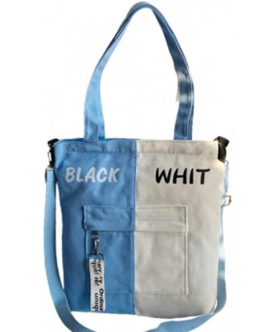 Women Men Shoulder Bag Canvas Hobo Bag Crossbody Bag Satchel Fashion Tote Handbag Purse Large Color Contrast Blue+white $25.8...