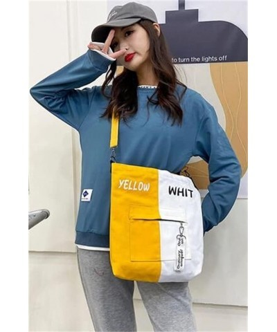 Women Men Shoulder Bag Canvas Hobo Bag Crossbody Bag Satchel Fashion Tote Handbag Purse Large Color Contrast Blue+white $25.8...