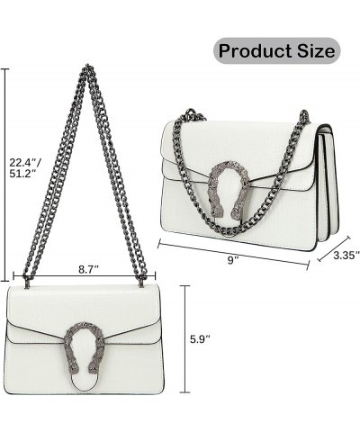 Crossbody Bag and Satchel Purse for Women - Fashion Snake Print Chain Purse Luxury PU Leather HandBag Y-small White $15.36 Sa...