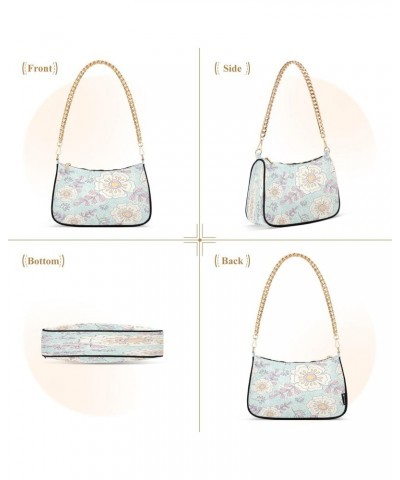 Retro Flower Women's Shoulder Bag Chain Zipper Closure Handbag Casual Handbag $17.39 Shoulder Bags