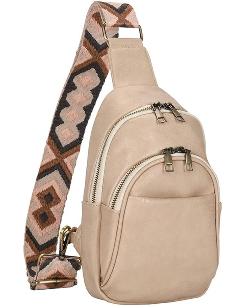 Women Sling Bags Crossbody Backpack Purse Trendy Chest Bag Leather Cross Body Bag with Removable Strap Shoulder Bag White $14...