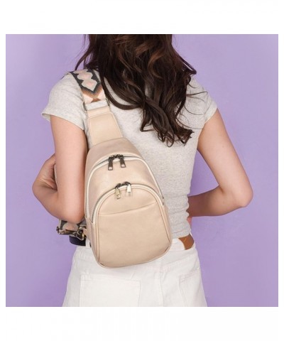 Women Sling Bags Crossbody Backpack Purse Trendy Chest Bag Leather Cross Body Bag with Removable Strap Shoulder Bag White $14...