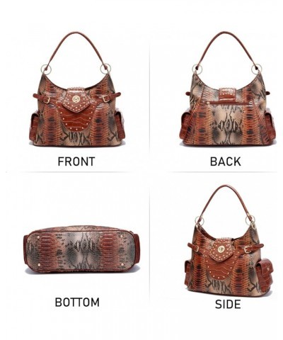 Tote Bags for Women - Snake Printed Large Top Handle Handbags Designer Ladies Hobo Purse with Pockets Zipper 2-brown $16.80 T...