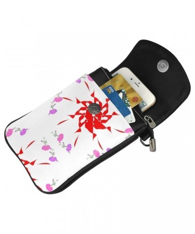 Women Leather Cell Phone Purse Turning Open Small Flowers Pattern Soft, Durable and Waterproof PU Leather Convenient for Dail...