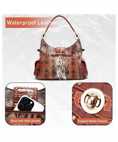 Tote Bags for Women - Snake Printed Large Top Handle Handbags Designer Ladies Hobo Purse with Pockets Zipper 2-brown $16.80 T...