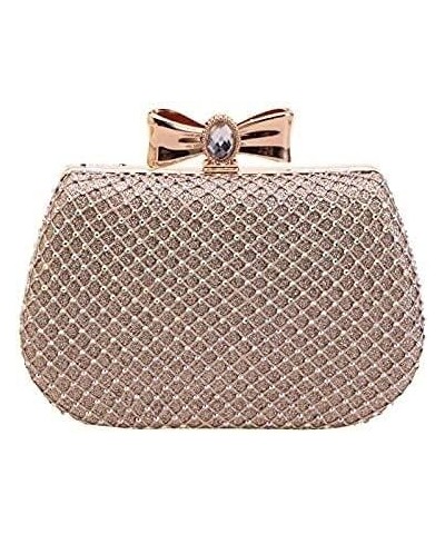 Women's Evening Handbags Evening Clutch Alloy Diamond Mesh Diamond Evening Banquet Bag Women's Bag Bowknot Bag Champagne $22....