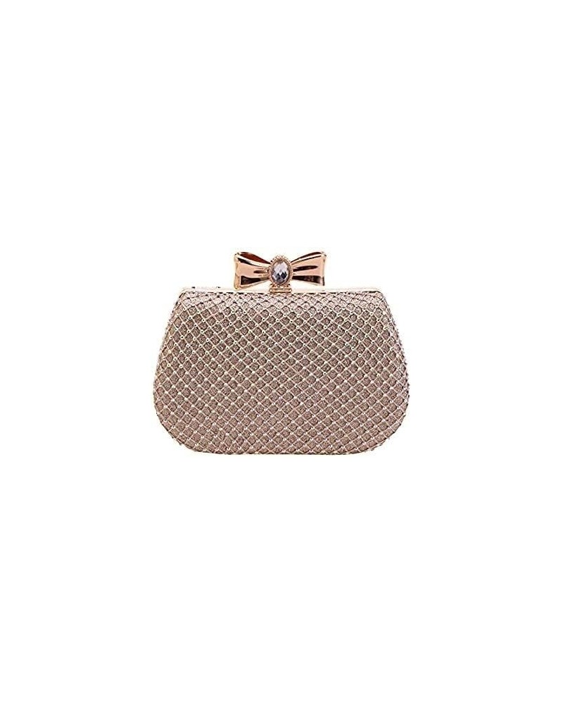 Women's Evening Handbags Evening Clutch Alloy Diamond Mesh Diamond Evening Banquet Bag Women's Bag Bowknot Bag Champagne $22....