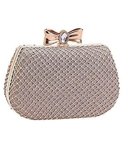 Women's Evening Handbags Evening Clutch Alloy Diamond Mesh Diamond Evening Banquet Bag Women's Bag Bowknot Bag Champagne $22....