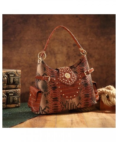 Tote Bags for Women - Snake Printed Large Top Handle Handbags Designer Ladies Hobo Purse with Pockets Zipper 2-brown $16.80 T...