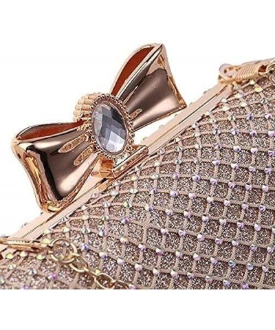 Women's Evening Handbags Evening Clutch Alloy Diamond Mesh Diamond Evening Banquet Bag Women's Bag Bowknot Bag Champagne $22....